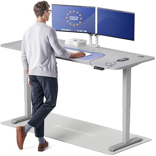 Image of Desktronic HomePro Standing Desk 80x30 - Made in Europe, Ergonomic Sit Stand Home Office Desk, Electric Height Adjustable, Dual Motor, USB & USB-C Charging, Wobble-Free, Touchscreen, 3 Memory Presets