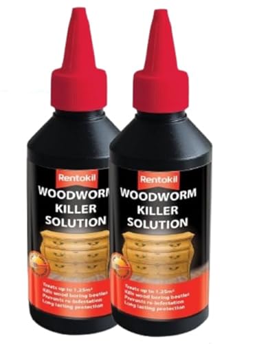 Rentokil Woodworm Insect Pest Protection Treatment Fluid 2 x 250ml | Low Odour | Dries Clear | Helps prevent reinfestation