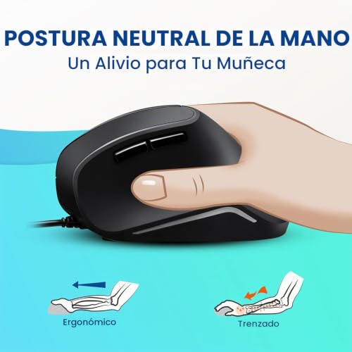 Miniatura 2 de Perixx Perimice-515 Ii - Ratón Ergonómico Vertical Con Cable 1000 1600 Dpi - Diestros - Negro