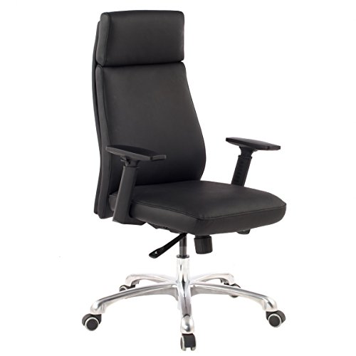 FineBuy Porto - Silla de oficina (piel auténtica, ergonómica, con reposacabezas, ergonómica, con función basculante, con reposabrazos, X-XL, 120 kg)