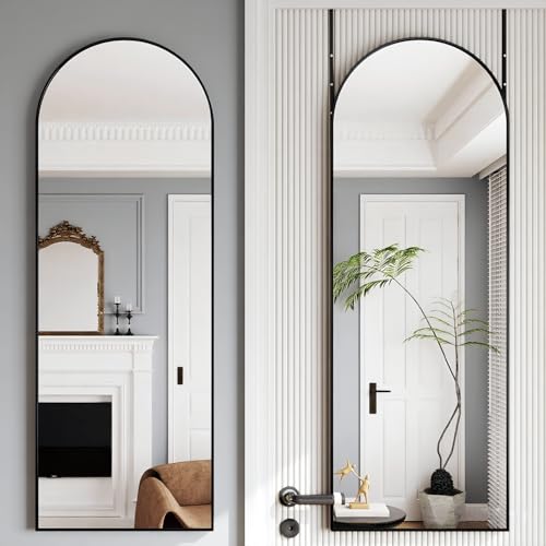 JAWGLOW 50"x 16" Door Mirror, Full Length Mirror Over The Door, Black