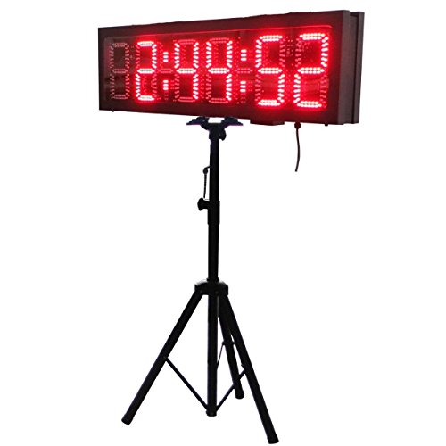 Azoou 6-Inch Double Sided Hours Minutes Seconds Led Race Timing Clock Support Countdown/Up Timer Door Open Mantainence Design Ip64 Cabinet Running Events With Remote Control Red Color #TOP13
