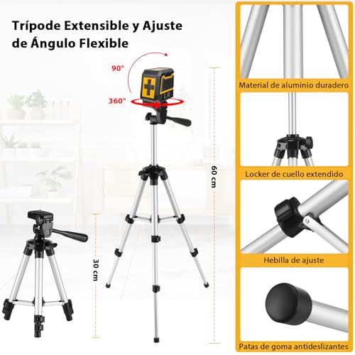 Miniatura 2 de Nivel Laser Autonivelante Con Tripode,Asobris Nivel Láser Verde Líneas Cruzadas Horizontales Y Verticales,Laser Level Pare Colgar Cuadros Construcción Uso Interior Exterior Con Trípode