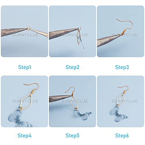 Sunnyclue 1 Box Diy 10 Pairs Fabric Butterfly Dangle Earring Making Kit Organza Butterfly Wings For Crafts Boho Lightweight Butterfly Charms Crystal Beads For Jewelry Making Kits Spring Wedding Gift #TOP3