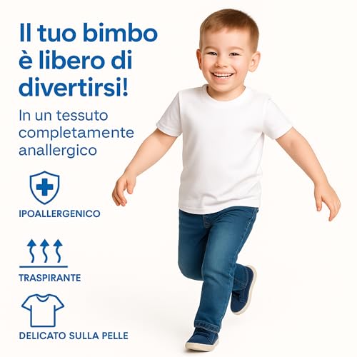 Intimitaly Intime 2er-Set T-Shirts für Kinder, 100% Baumwolle, warm, hypoallergen, atmungsaktiv, Unisex, 3-12 Jahre, 2 weiße Kinder, 6-7 Jahre