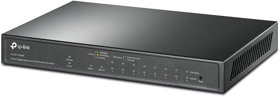 TP-Link TL-SG1210MPE | 8 Port Gigabit PoE Switch | Easy Smart Managed | 8 PoE+ Ports @123W, w/ 2 Uplink Gigabit Ports + 1 Combo SFP Slot | Limited Lifetime Protection | QoS, Vlan, IGMP & LAG