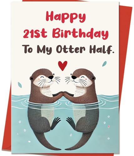 Mcduldul 21st Birthday Card Gifts for Him Her | Cut Otter 21 Year Old Birthday Decorations for...