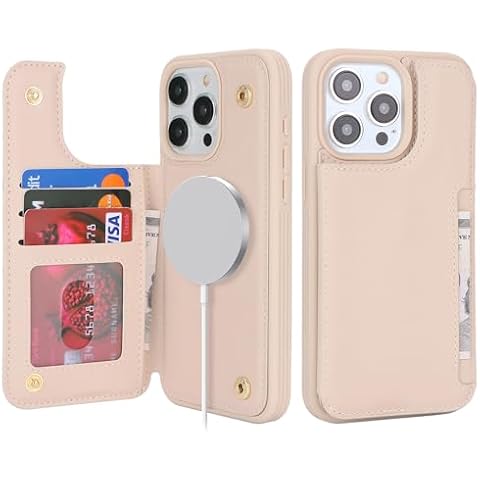 SailorTech for iPhone 13 pro max Phone Case with Card Holder,for iPhone 13 Pro max Wallet Case for Women Men with MagSafe PU Leather Protective Wallet for iPhone13Promax (Beige) Cover