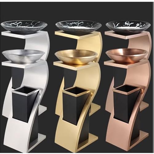 Papelera de acero inoxidable vertical con cenicero para evitar colillas en suelo 4