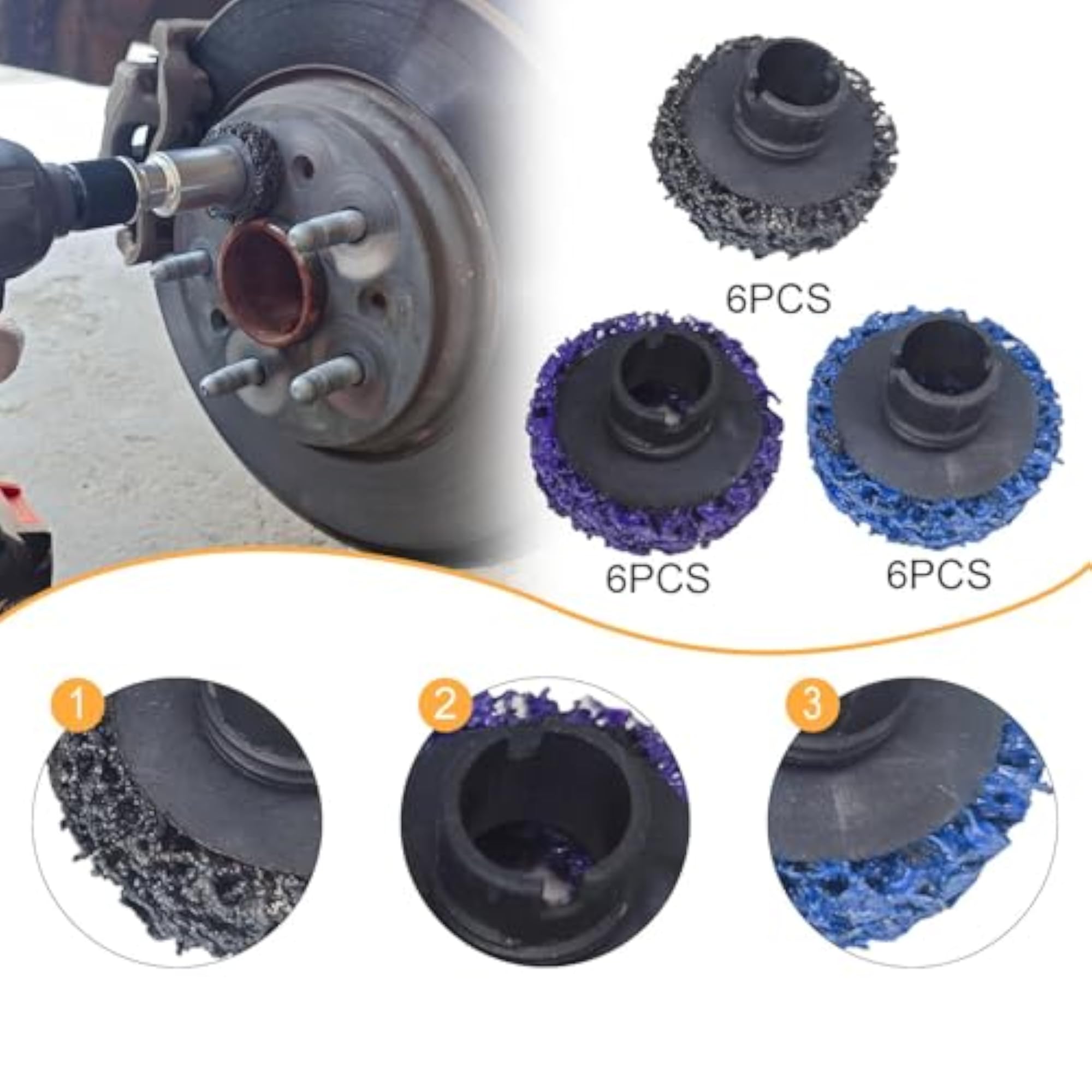 6Pcs Brake Hub Cleaning Discs for Rust Removal