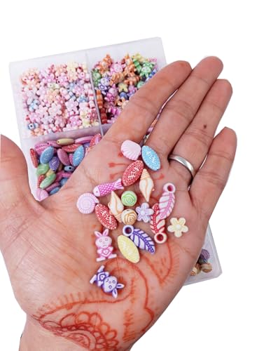 Image of eshoppee 150 gm Multi Shape Plastic Beads for Jewellery Making kit Art and Crafts Materials for Necklace Bracelet Earring Making Materials DIY kit