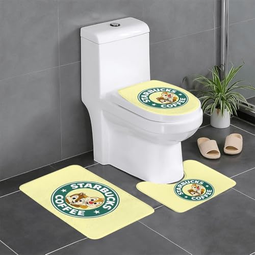 チップ デール かわいい アニメ 3点セット バスマット トイレマット 便座カバー フタカバー 滑り止め 吸水 人気 漫画 足ふきマット 暖房 ふんわり 洗える 抗菌 防臭