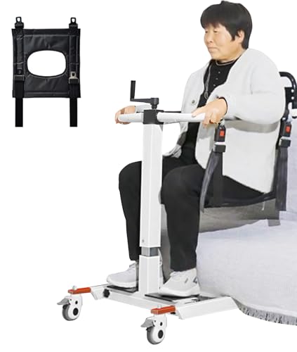 AIBOTY Silla Elevadora para Pacientes, Silla de Ruedas Elevadora para el Hogar, Silla Elevadora Ajustable en Altura/Anchura, Silla de Transferencia con Palanca de Elevación Manual