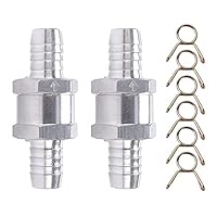VooGenzek 2 Stück Kraftstoff Rückschlagventil, 12mm Aluminium Ventil Rückschlagventil, Rückschla Rücklaufsicherung Benzinmit 6 Stück Federklammer, für Benzin Wasser Chrom Auto Auto Niederdrucksystem