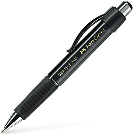 Faber-Castell Grip Plus 07 Metallic Black Ball Pen - Blue Ink
