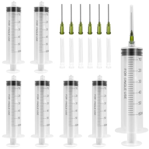 Strzykawka z tworzywa sztucznego, 60 ml, 6 sztuk strzykawek z igłą, strzykawka wielokrotnego użytku, strzykawka z 6 nakładkami na igły, strzykawki do laboratoriów naukowych i przemysłu