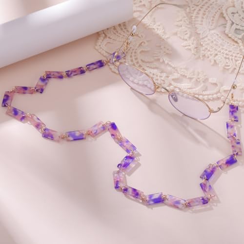 Image of kkjoy Acrylic Glasses Chain Colourful Squares Beach Holidays Sunglasses Holder Strap Eyeglass Lanyards for Women Men
