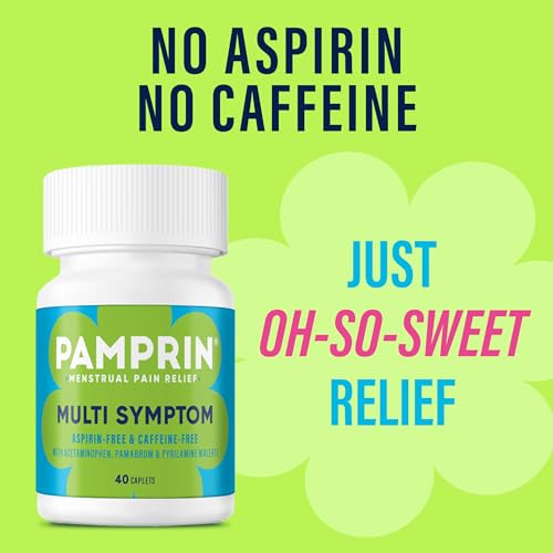 pamprin multi-symptom formula with acetaminophen menstrual period symptoms relief including cramps pain bloating and irritability 40 caplets