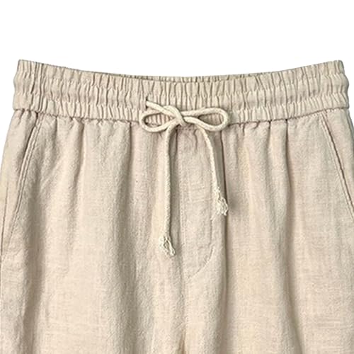 Shorts de lino para hombre con cordón ajustable miniatura 4