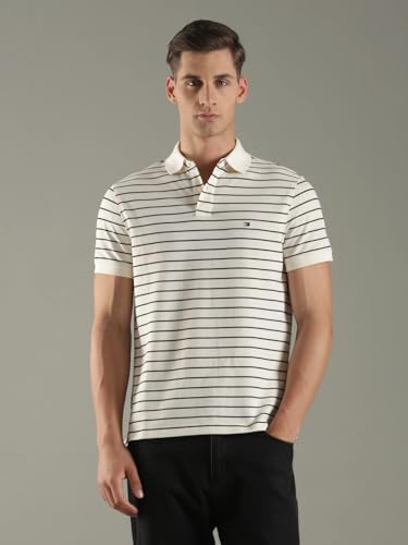Image of Tommy Hilfiger Solid Regular fit Cotton Polo t-Shirt