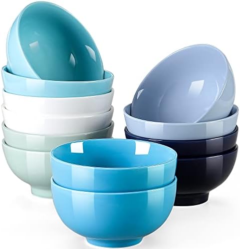 LOVECASA, Series Sweet, White Porcelain Bowl, Unbreakable Cereal Pasta Bowls Microwave& Dishwasher Safe, Reusable Tableware Dinnerware Fruit Snack Container