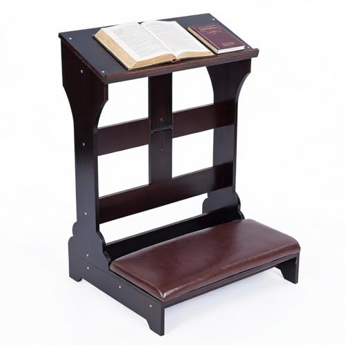 wanduoqin Prayer Bench Kneeler, Solid Pine Wood Kneeling Bench with Cushion for Home and Church, Durable Comfortable Prayer Altar Stool for Catholic Christian Worship