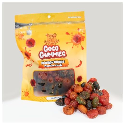 Goso Gummies Spicy Chamoy Gusher Bombs – 6oz Resealable Bag – Tangy Chamoy Filled Gusher Candy