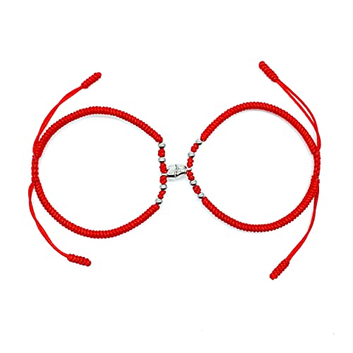 Lamibee Magnetic Matching Red Bracelet, Matching Bracelets For Best Friends, Matching Bracelets Couples, Couples Bracelets Magnetic, Magnetic Love Bracelets, Magnetic Bracelets For Women, Couples, Handmade Rope Braided Adjustable Bracelet #TOP1