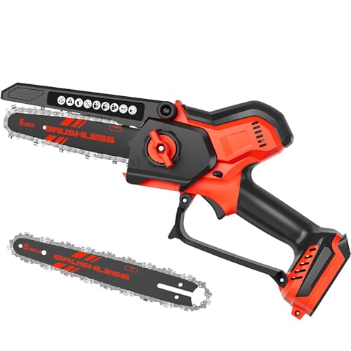Rozlchar Mini Chainsaw Compatible for Milwaukee 18V Battery(No Battery), 8-Inch & 6-Inch Combo Cordless Pruning Chainsaw, Battery Powered Chainsaw for Wood Cutting, Tree Trimming, Orchard Pruning