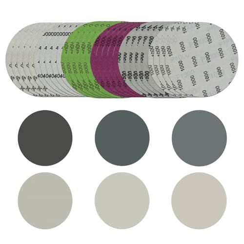 30 Pezzi Dischi Abrasivi Rotondi, 125 mm Carta Vetrata, Dischi Carta Abrasiva, Levigatura Dischetti Abrasivi per Levigatrice Metallo Legno, 1000/1500/2000/3000/4000/5000 Grane