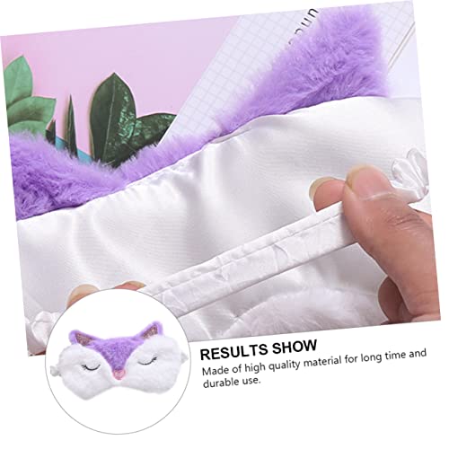 minkissy 3 Peças Máscara De Olho De Raposa Roxa Para Dormir Pelúcia Viagens Nuvens Brancas