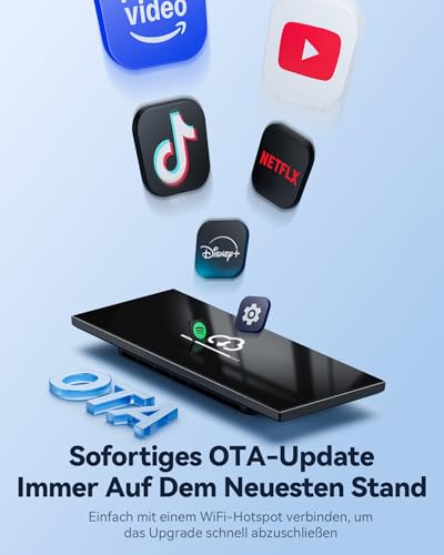 Krunia 10,26 Zoll Wireless Carplay Display für Netflx YouTube für Apple CarPlay & Android Auto, 1080P Rückfahrkamera Auto, OTA, Bluetooth 5.0, Sprachsteuerung, GPS-Navigation, FM, Split-Screen (Schwarz) - Funktionsansicht 5 | Apple-CarPlay