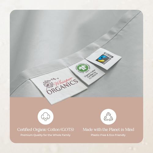 Image of Certified Organic Full Flat Sheet Only - 100% Organic Cotton Top Sheet with Luxurious Soft and Breathable 300 Thread Count Sateen Weave Finish - GOTS & Fairtrade Certified (Shore, Full)