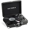Victrola Journey+ Bluetooth Suitcase Record Player Built-In Speakers, 33-1/3, 45 & 78 RPM Vinyl Record Player, RCA Out, Headphone Jack, Wireless Streaming (Black)