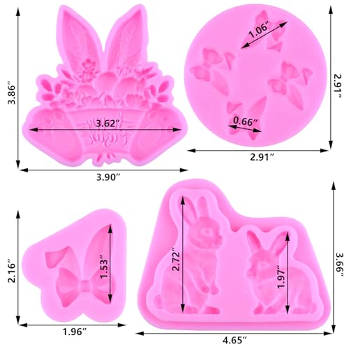 Zixiang Easter bunny ears Fondant Silicone Molds For Cake Decorating Cupcake Topper Polymer Clay Candy Chocolate Gum Paste Set Of 4 by zixiang - Image 3