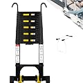 Wolec Telescoping Ladder&Ladder Stabilizer, 20.3 FT Aluminum Portable Extension Ladder w/Hooks, Stabilizers& Wheels, Heavy Duty 330lbs Max Capacity -Black