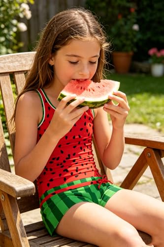 Image of UNIFACO Girls Swimsuits Two Piece Tankini Bathing Suits Boyshort Summer Beach Rash Guard Swimwear for 4-13T