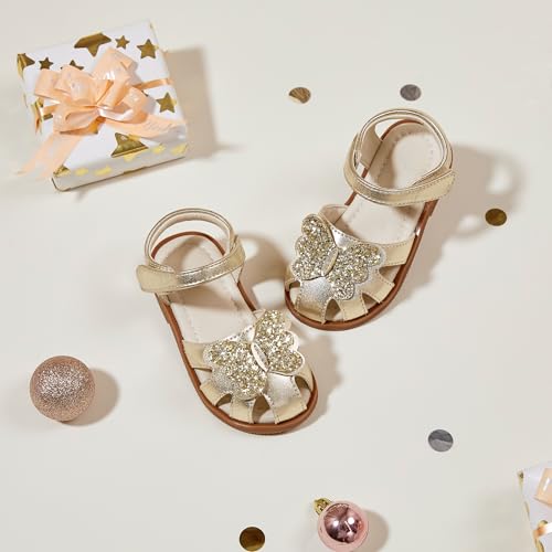 Image of ESTINE Toddler Girls Little Kids Close Toe Sandals - Flower Girl Dress Flats Summer Shoes