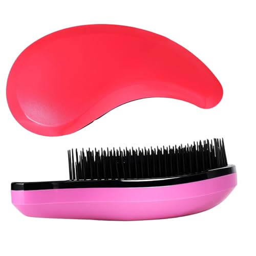 2 Pcs Puppy Brush for Small Dogs Puppy Brushes for Grooming Soft Dog Brush Portable Pet Hair Remover for Travel & Home Use (Pink & Rose Red)