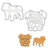 2er Set Englische Bulldoggen Ausstechformen (Formen: Englische Bulldogge Silhouette und Englische Bulldogge Gesicht), 2 Teile, Bakerlogy