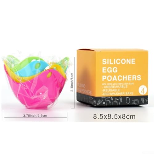 CashMuch Paquete de 4 tazas escalfadoras de huevos de silicona para freidora de aire y microondas, no flexibles y fáciles de limpiar, multifuncionales para huevos, pasteles, gelatinas - imagen 7