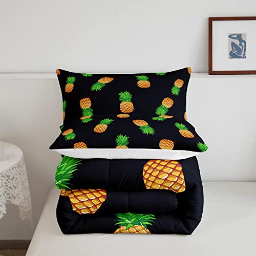 Pineapple-Kids-Bedding-Set-Full-Size-Tropical-Fruit-Print-Fabric-Comforter-Set-for-Women-Men-Boys-Fresh-Pineapple-Soft-Lightweight-Comforter-Quilted-Bedroom-Decor-Comforter-Inner-Fill