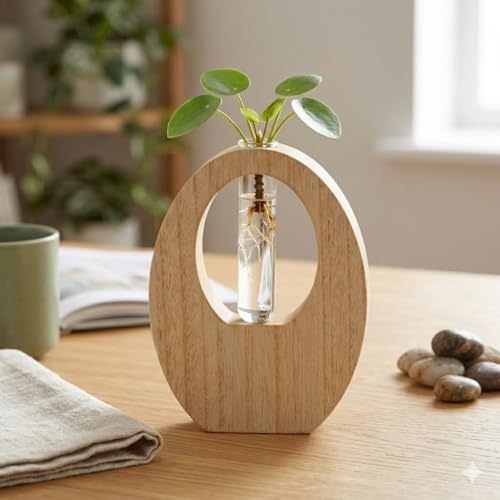 Image of CraftVatika Decorative Items for Home Decor, House Warming Gifts New Home, Wooden Flower Vase Pot for Living Room, Anniversary Wedding Return Birthday Gifts for Woman Man, Aesthetic Room Decor Items
