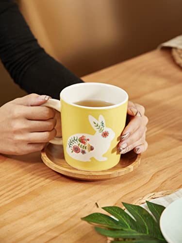 Bico Vintage Floral Bunny Ceramic Mugs, 18Oz, Set Of 4, For Coffee, Tea, Drinks, Microwave & Dishwasher Safe #TOP4