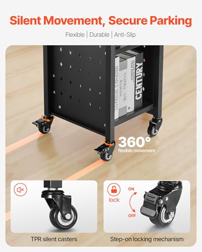 image for VEVOR Rolling Library Book Cart, 220 lbs Capacity, 12.6 x 13.8 x 36.8-