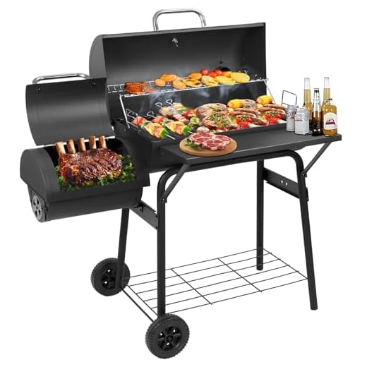 Charcoal Grill Offset Smoker 535 Sq.In.with Front Table for Outdoor BBQ
