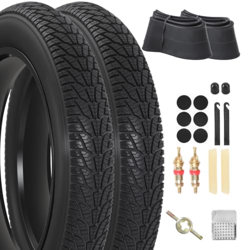 20x4.0/ 20x3.0/ 26x4.0 Fat Bike Tires 20x4/ 20x3/ 26x4 Fat Tire Tube and Bicycle Repair Tool Kit Foldable Heavy Duty Off-Road Bike Ebike Fat Tires Replacement Set 2PCS 26x4.0