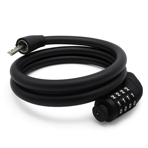 TIJAR Combination Bike Lock Cable Heavy-Duty 4-Digit Resettable Code Lock | Anti-Theft Security with Alloy Core & Scratch-Proof Soft Plastic Cover | Water Proof Coating Ideal for Bicycles & Gates