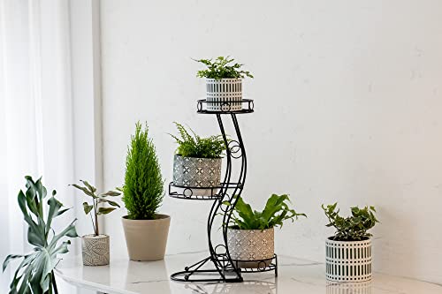 Cocoyard Three Flower Pot Collapsible Plant Stand. No Assembly Tools Required. Tiered Corner Metal Plant Rack, Tri Level Planter Holder, Indoor Outdoor Modern Plants Shelf, Decorative Garden Stands (Small) #TOP2