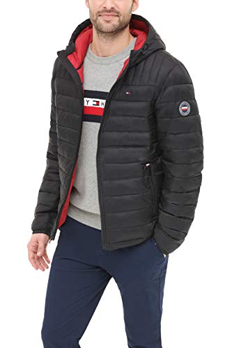 Tommy Hilfiger Men's Water Resistant Ultra Loft Filled Hooded Puffer Jacket, Black, Small #TOP2